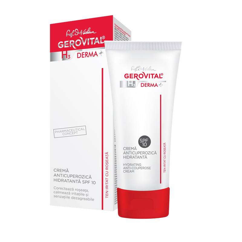 Crema anticuperozica hidratanta SPF 10 Derma+, 50 ml, Gerovital