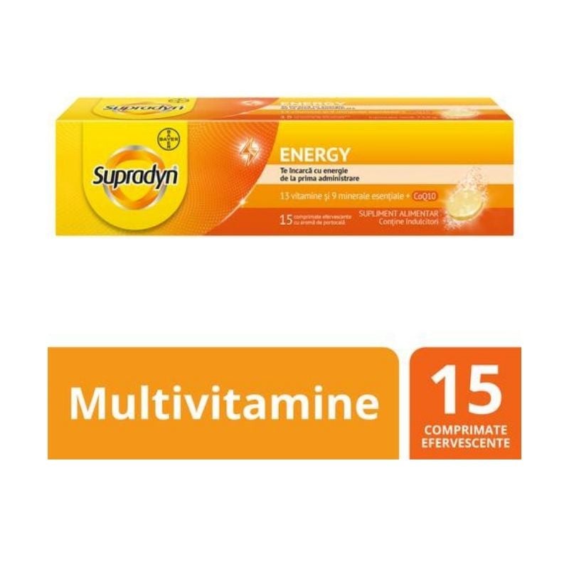 Supradyn Energy Multivitamine Si Coenzima Q10, 15 Comprimate Efervescente