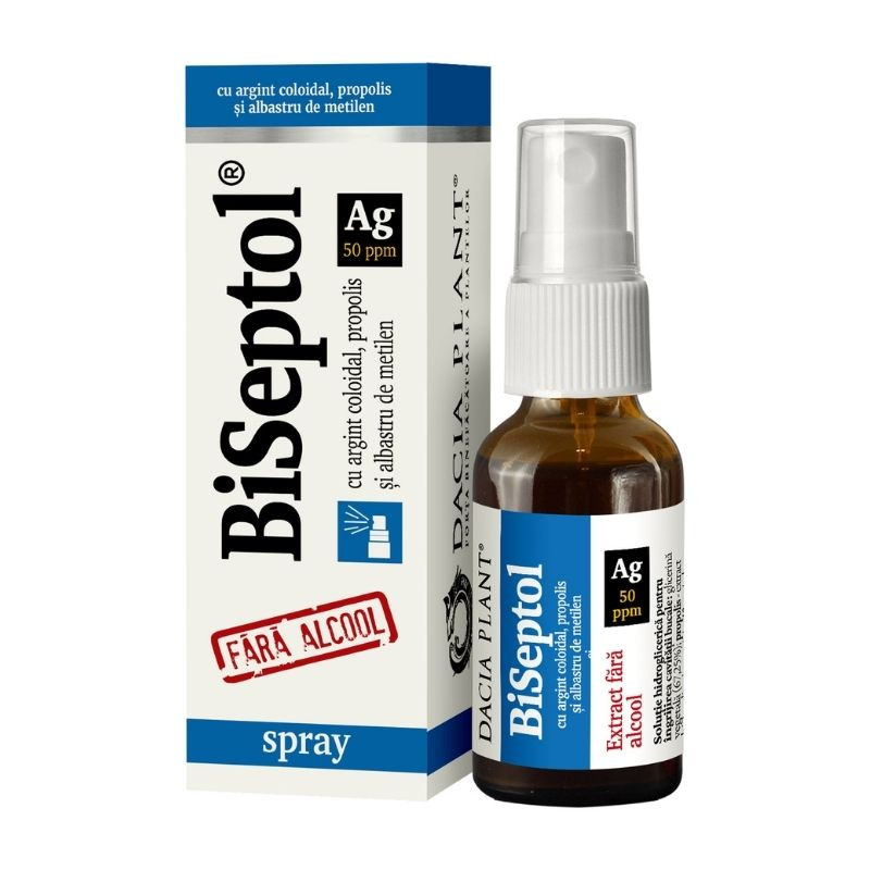 BiSeptol Spray cu Argint coloidal fara alcool, 20ml ORL 2023-09-24