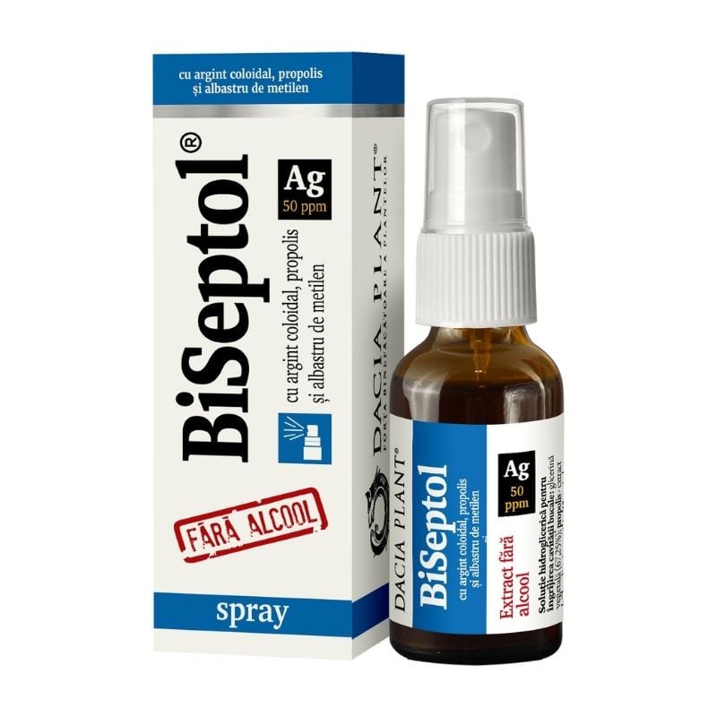 Biseptol Spray Cu Argint Coloidal Fara Alcool, 20ml