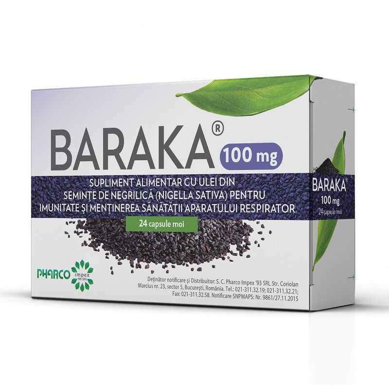 Baraka 100 mg, 24 capsule Sanatatea tractului respirator 2023-10-03 3