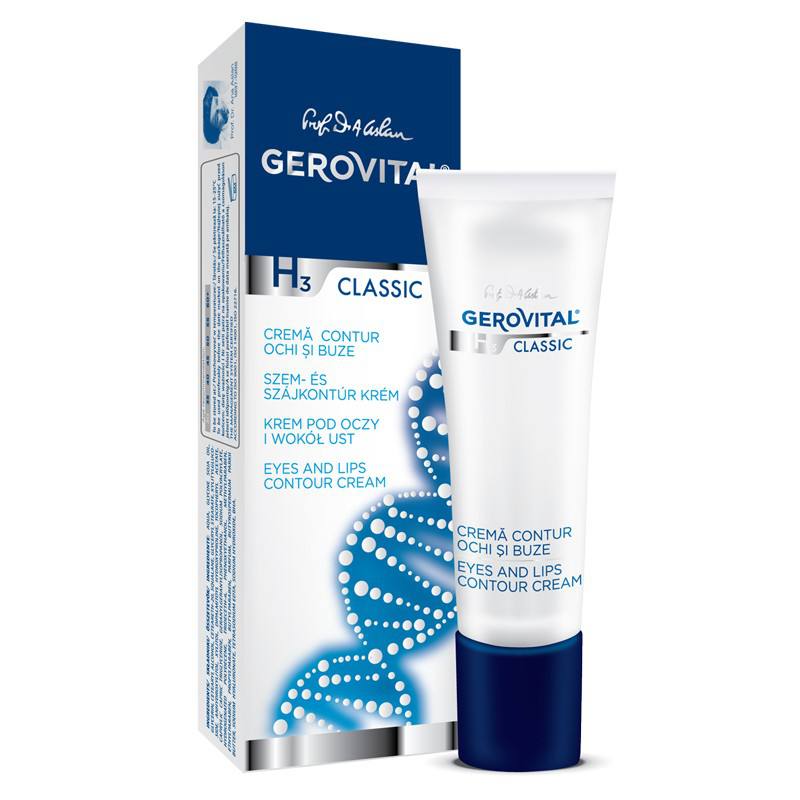 Gerovital H3 Classic crema contur ochi si buze, 15 ml buze imagine 2022