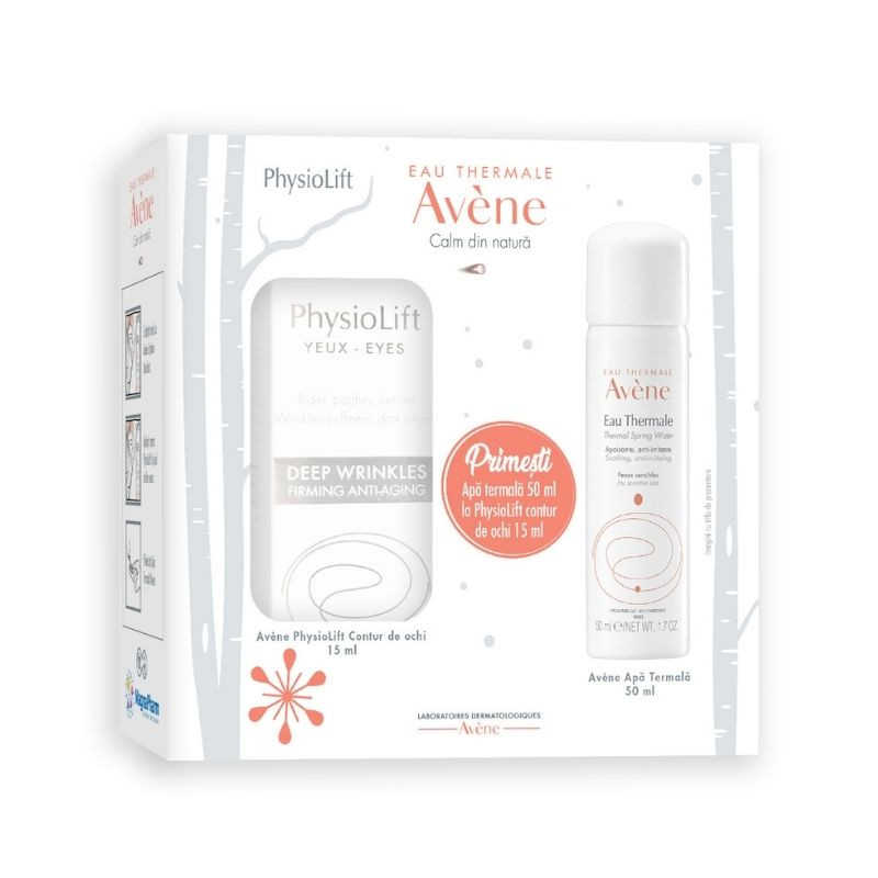Avene Physiolift PACHET Contur Ochi, 15ml + Apa termala, 50ml CADOU 15ml imagine noua