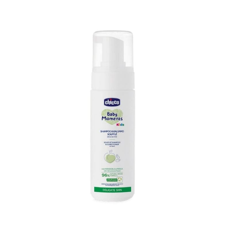 Chicco Baby Moments Kids Sampon si balsam tip spuma, 150ml, 0luni+ 0luni+