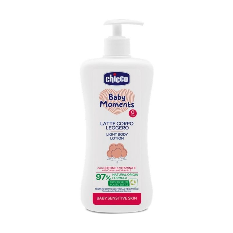 Chicco Baby Moments Sensitive Lotiune Dermatologica Fluida Pentru Corp, 500 Ml, 0 Luni+