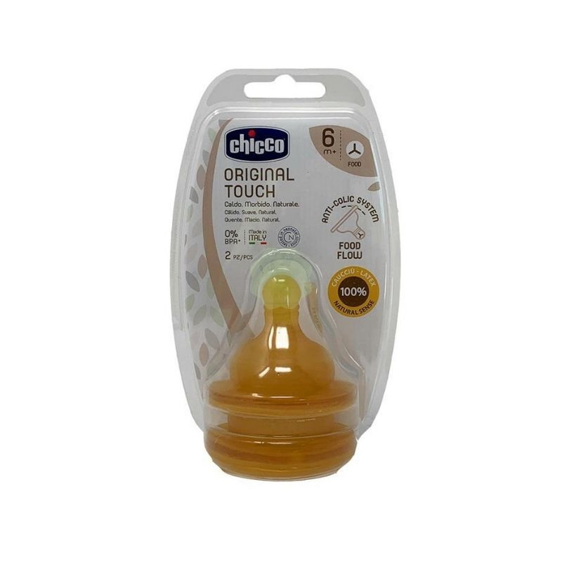 Chicco Original Touch Tetina anticolici, cauciuc, hrana groasa, 2 bucati, 6luni+ 6+luni