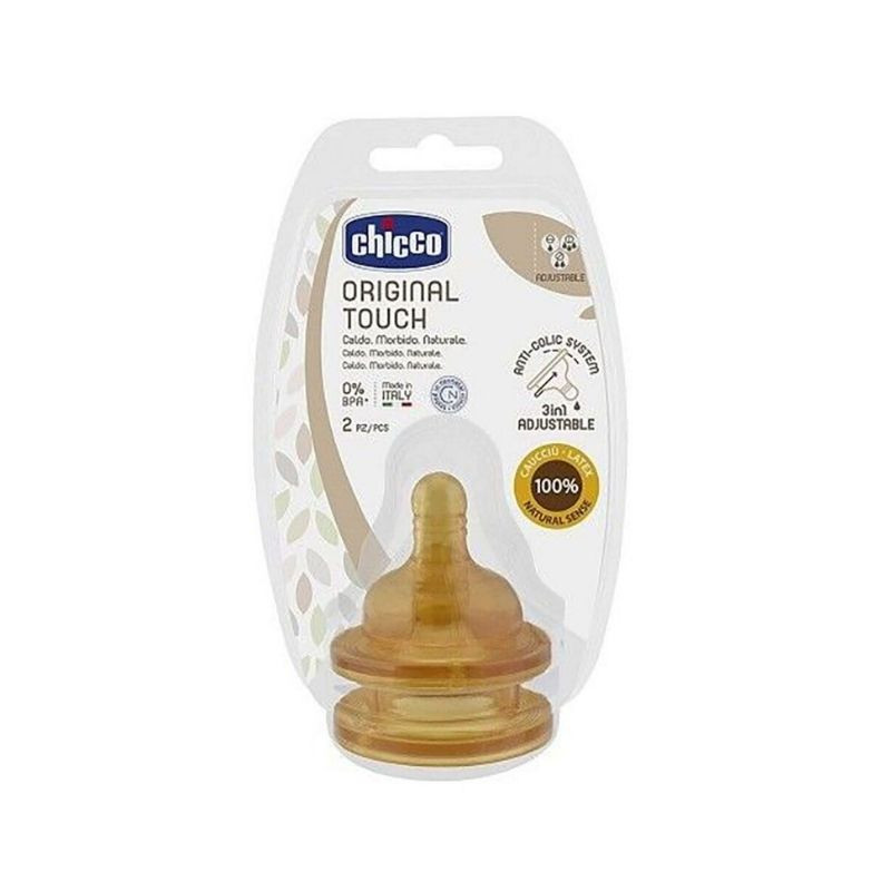 Chicco Original Touch Tetina anticolici, cauciuc, flux reglabil, 2 bucati, 2luni+ 2luni+