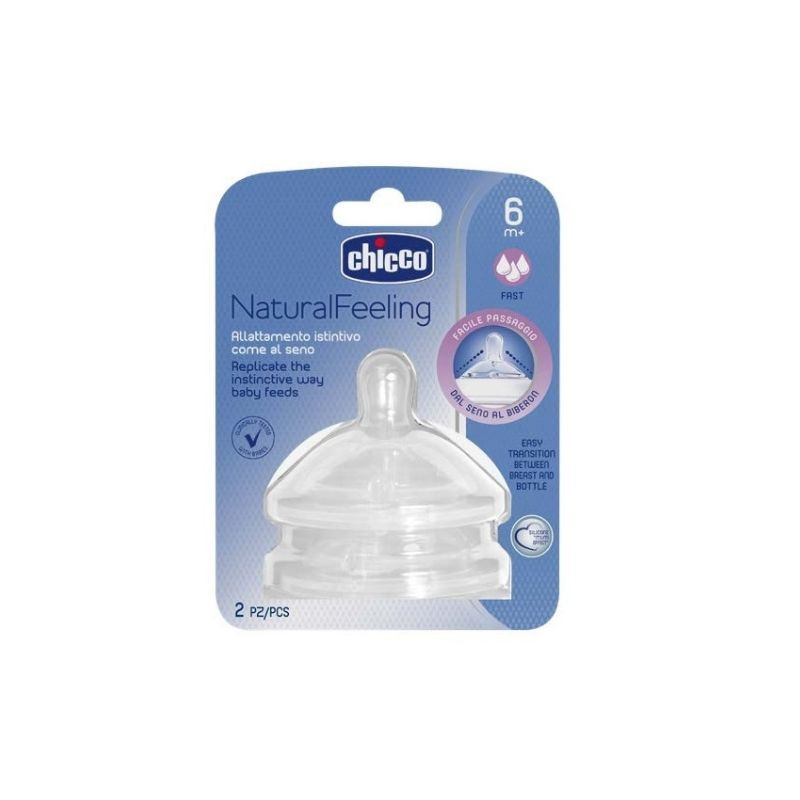 Chicco Natural Feeling Set tetine silicon, flux rapid, 2 bucati, 6 luni+ Mama si copilul