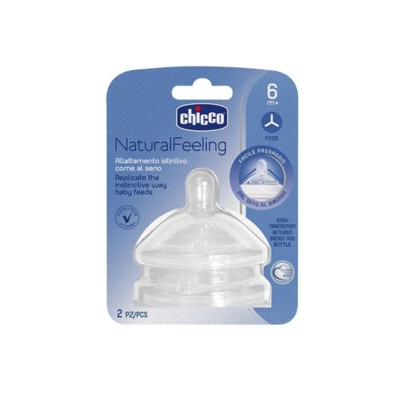 Chicco Natural Feeling Tetina silicon, 2 bucati, hrana groasa, 6luni 6+luni