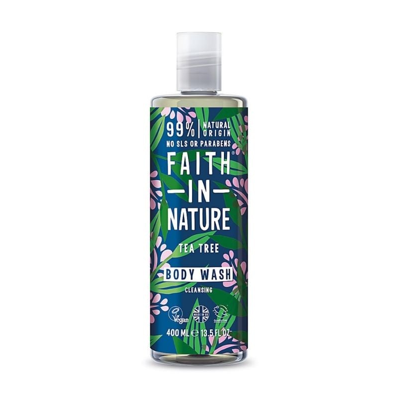 Faith in Nature Gel de dus natural, purifiant cu Tea Tree, 400 ml 