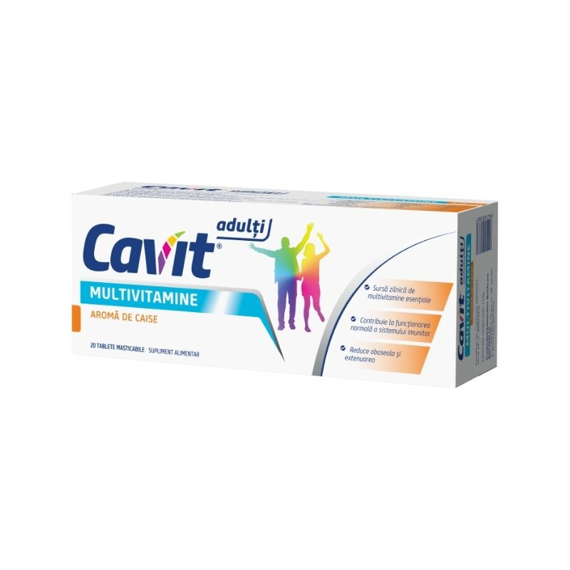 Cavit adulti multivitamine caise, 20 tablete masticabile