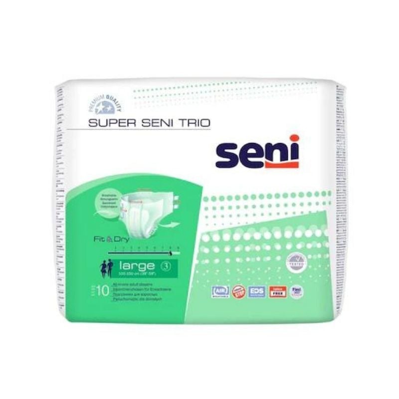 Seni Super Trio Scutece Pentru Incontinenta, Large, 10 Bucati