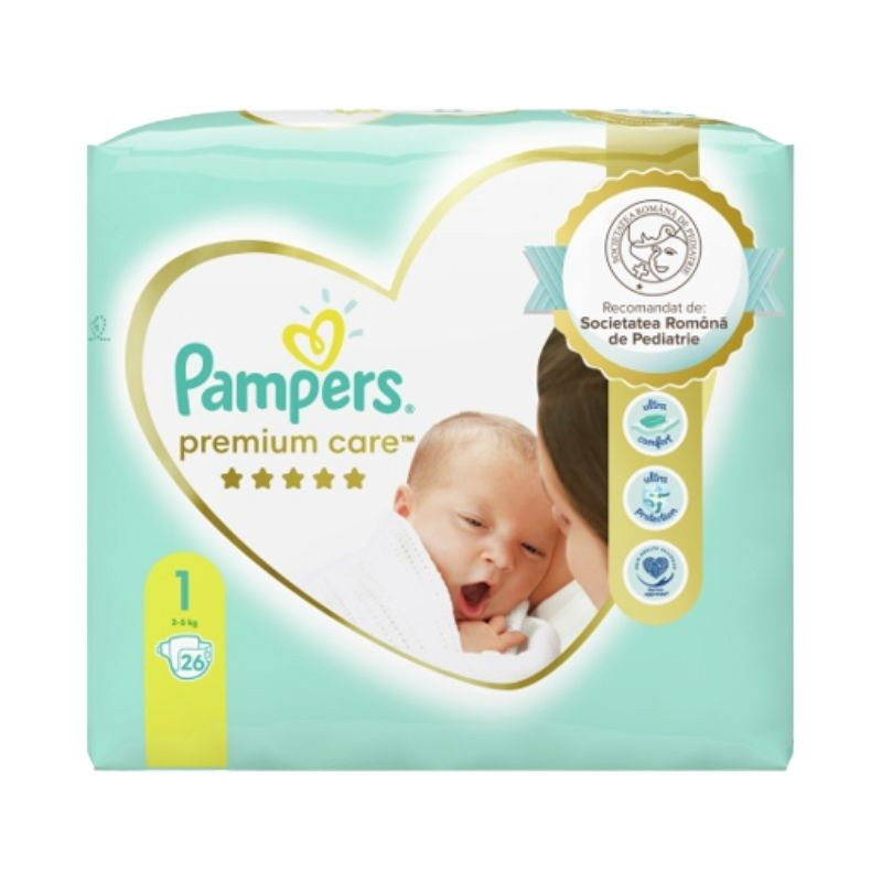 Pampers Premium Care Newborn marimea 1, 2-5 kg, 26 bucati clasice 2023-09-22