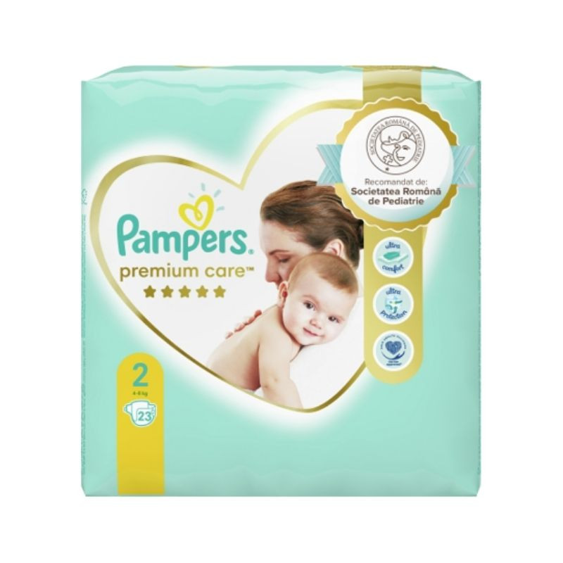 Pampers Premium Care Mini Marimea 2, 4-8 kg, 23 bucati clasice