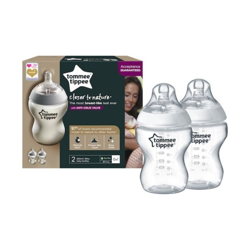 Tommee Tippee Biberon Closer to Nature, 260ml, 0luni+, 2 bucati La Reducere 0luni+