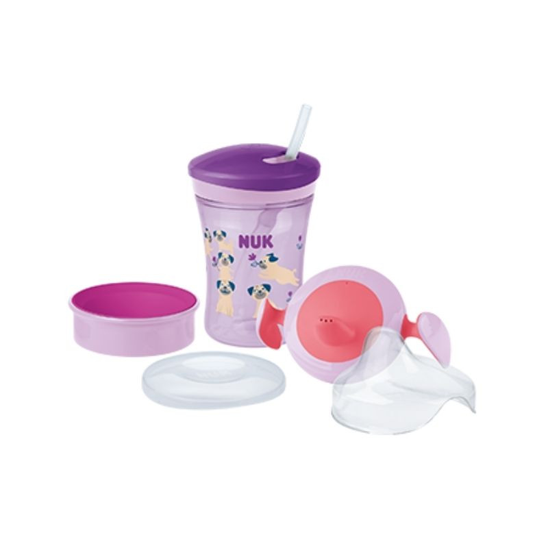 NUK Evolution All In 1, Set Cani invatare, mov/roz, 6 luni+, 230ml Accesorii hrana bebe