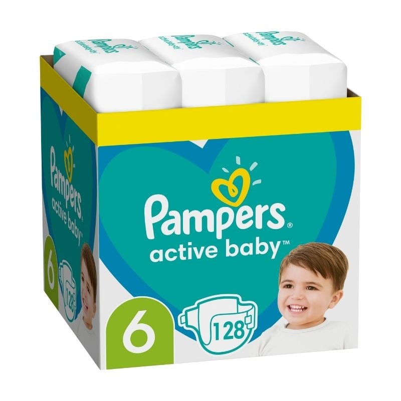 Pampers Scutece Active Baby, Marimea 6 Extra Large, 13 -18 kg, 128 bucati +18 imagine noua