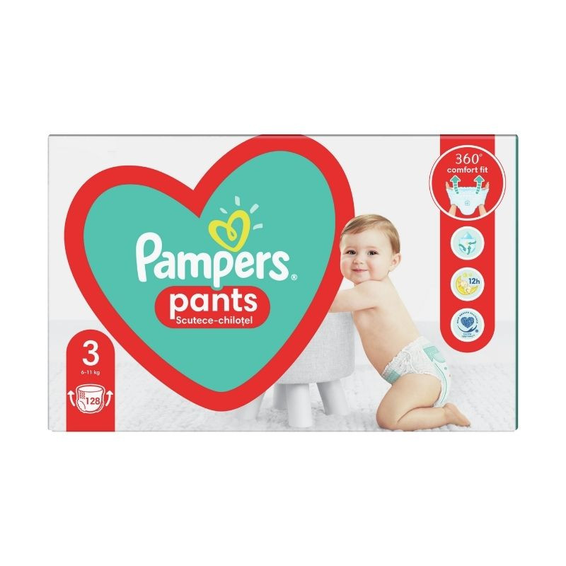 Pampers Pants Scutece Chilotel Marimea 3 Midi, 6-11 Kg, 128 Bucati