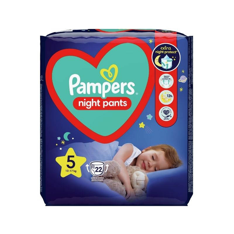 Pampers Night Pants Scutece-chilotel de noapte Marimea 5, 12-17kg, 22 bucati 12-17kg imagine noua
