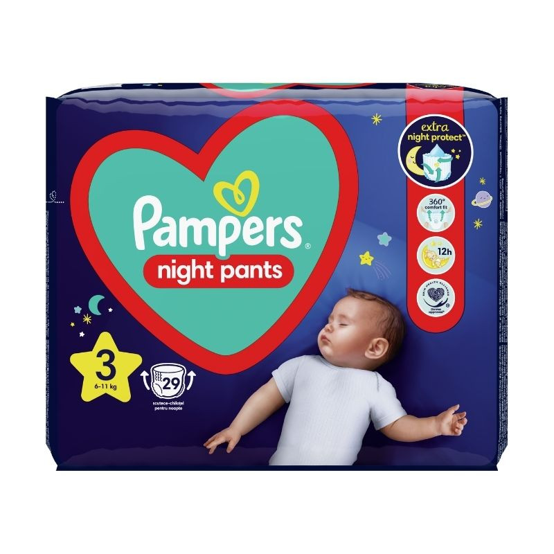 Pampers Night Pants Scutece-chilotel De Noapte Marimea 3, 6-11kg, 29 Bucati