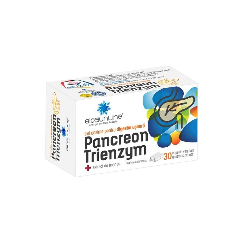 BioSunLine Pancreon Trienzym, 30 capsule Digestie sanatoasa