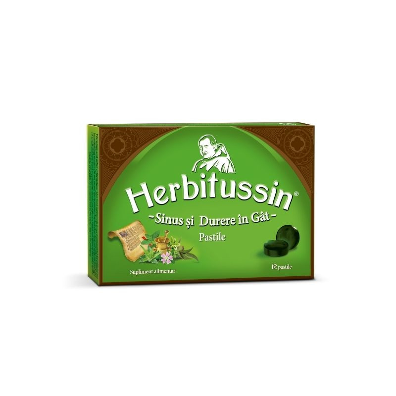 Herbitussin Sinus si Durere in Gat, 12 pastile durere imagine noua