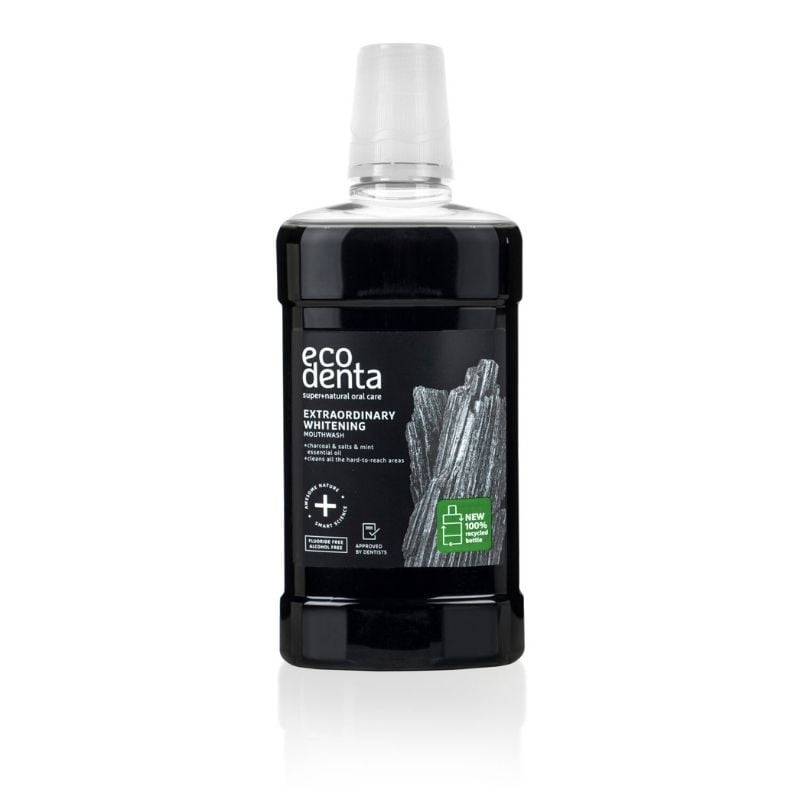 Ecodenta Apa De Gura Cu Carbune Cu Efect Extra Albire, 500ml