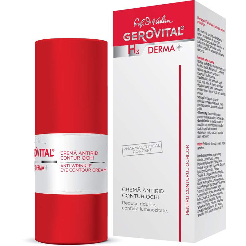 Gerovital H3 Derma+ Crema antirid contur ochi, 15 ml AntiRid imagine teramed.ro