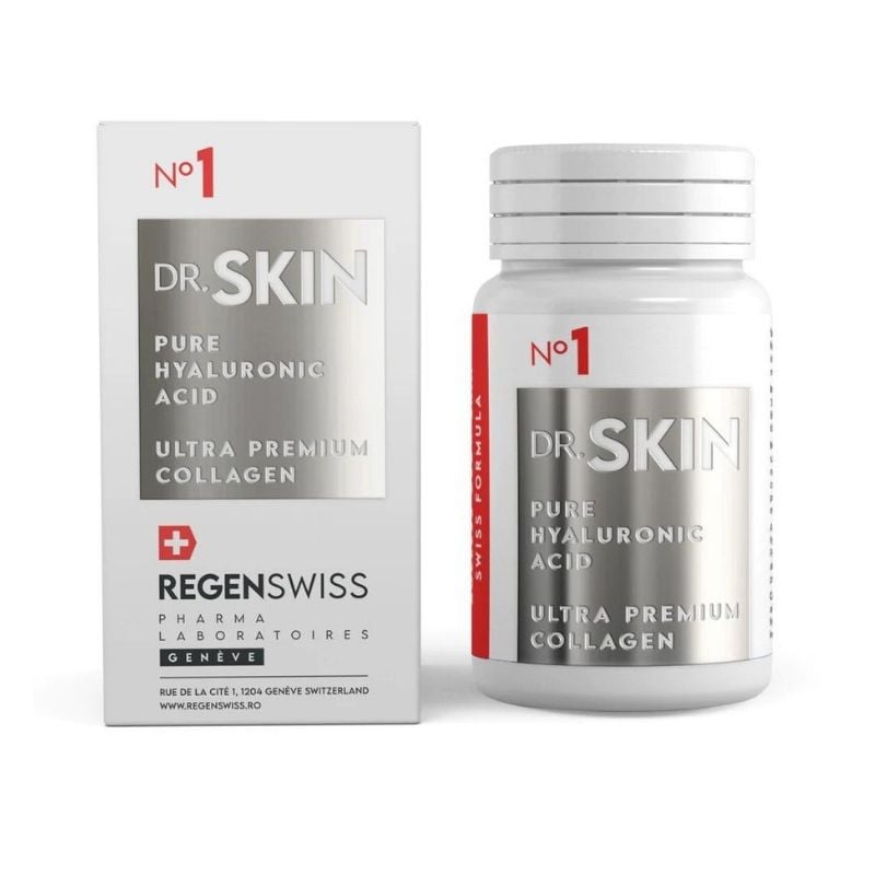 Regenswiss Dr. Skin Colagen si Acid Hialuronic, pentru o piele stralucitoare, 60 capsule Acid imagine 2022