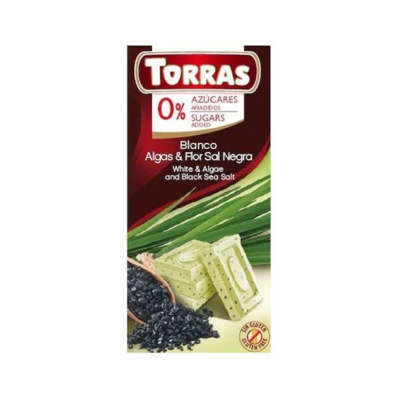 TORRAS Ciocolata alba cu alge si sare de mare fara zahar si gluten, 75g 75g imagine 2022