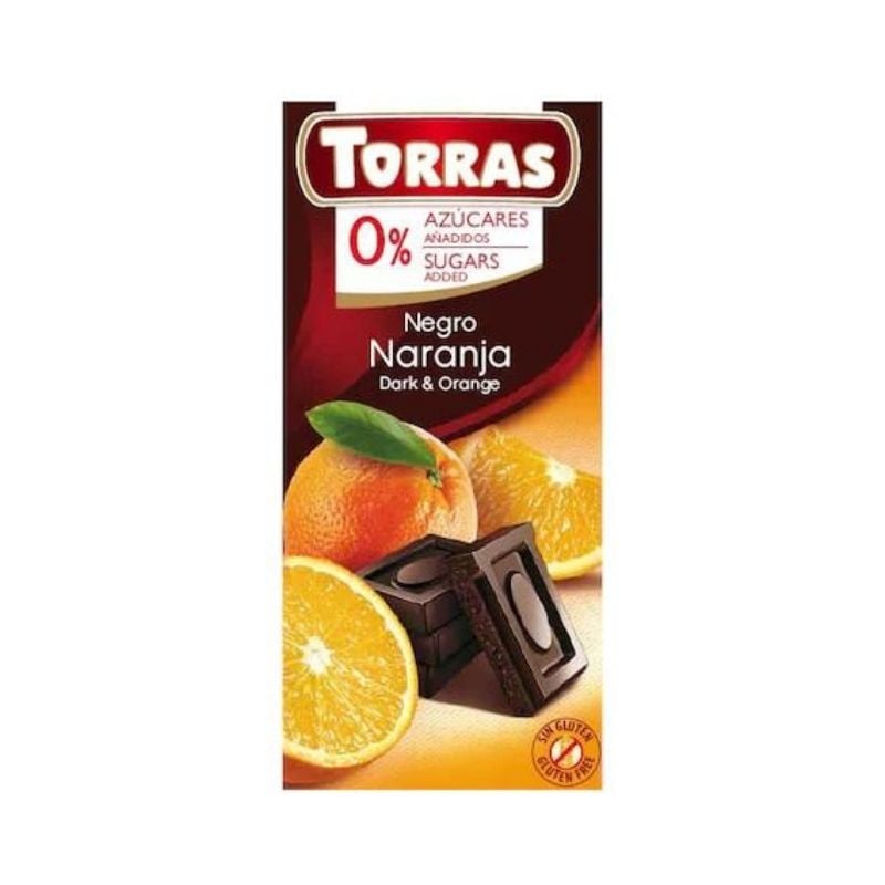 TORRAS Ciocolata neagra cu portocala fara zahar si gluten, 75g 75g imagine noua