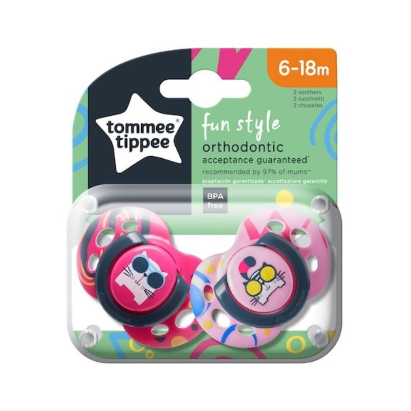 Tommee Tippee Suzeta ortodontica de zi Fun, 6-18luni, pisica, 2bucati Mama si copilul 2023-09-24