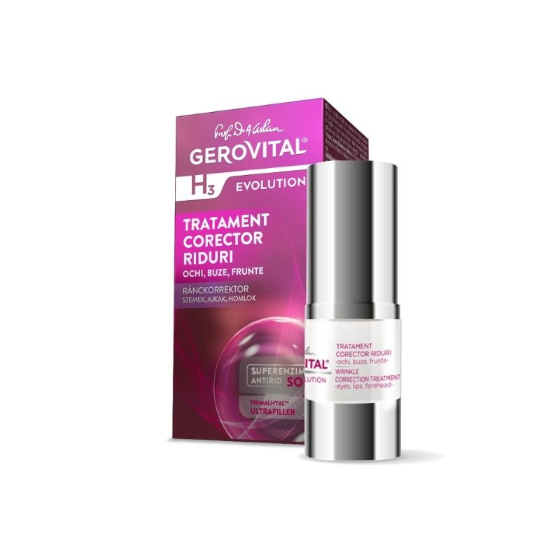 Gerovital H3 Evolution Tratament Corector Riduri Ochi, Buze, Frunte, 15ml