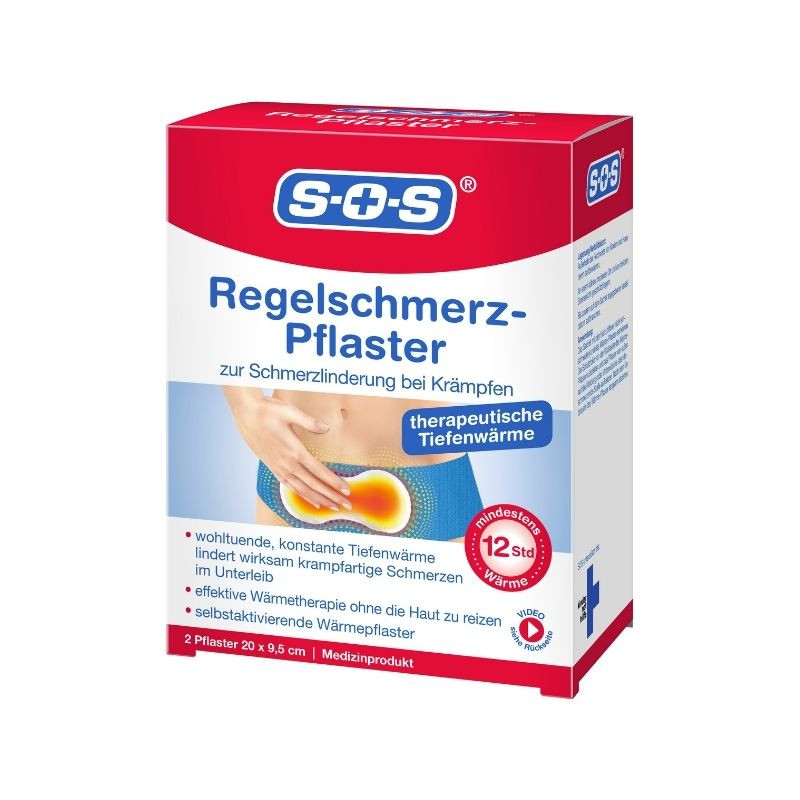 SOS Plasture cald impotriva durerilor menstruale 20cm x 9.5cm, 2 bucati 20cm imagine noua