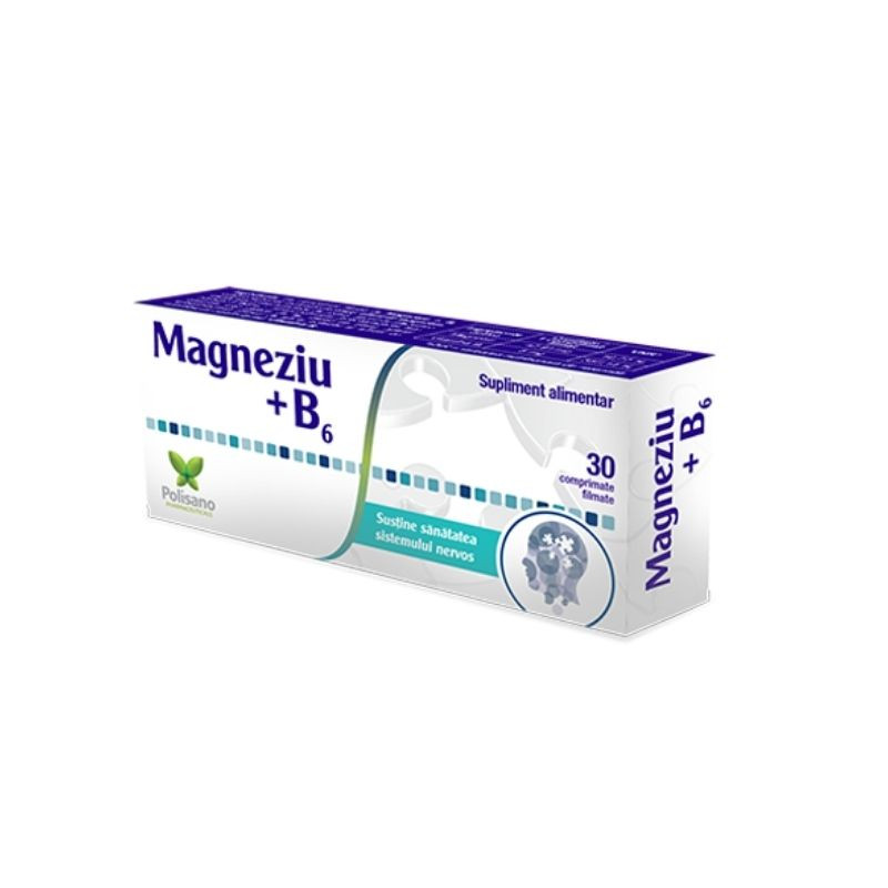 Polisano Magneziu + B6, 30 comprimate B6 imagine noua