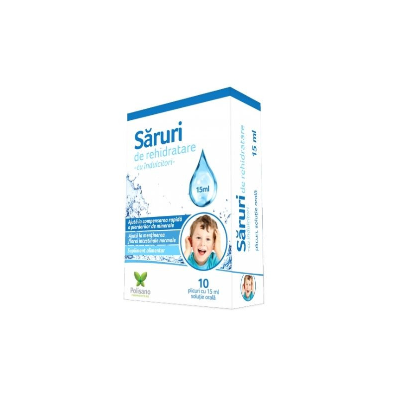 Polisano Saruri de rehidratare 15 ml solutie orala, 10 plicuri Digestie usoara