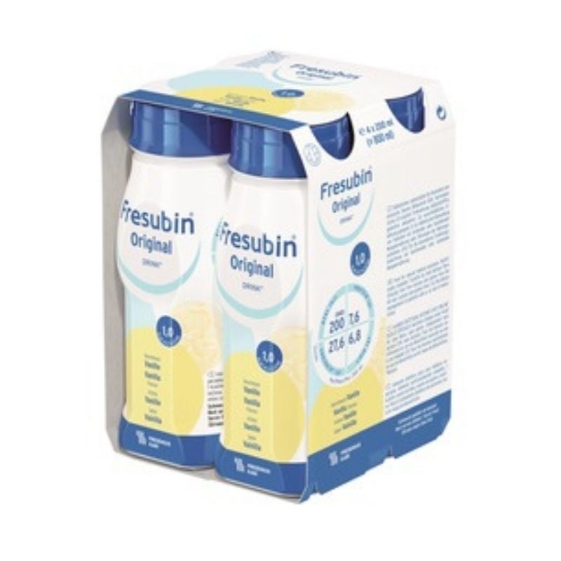 Fresubin original Drink vanilie, 4 flacoane EasyBottle, 200 ml 200% imagine teramed.ro