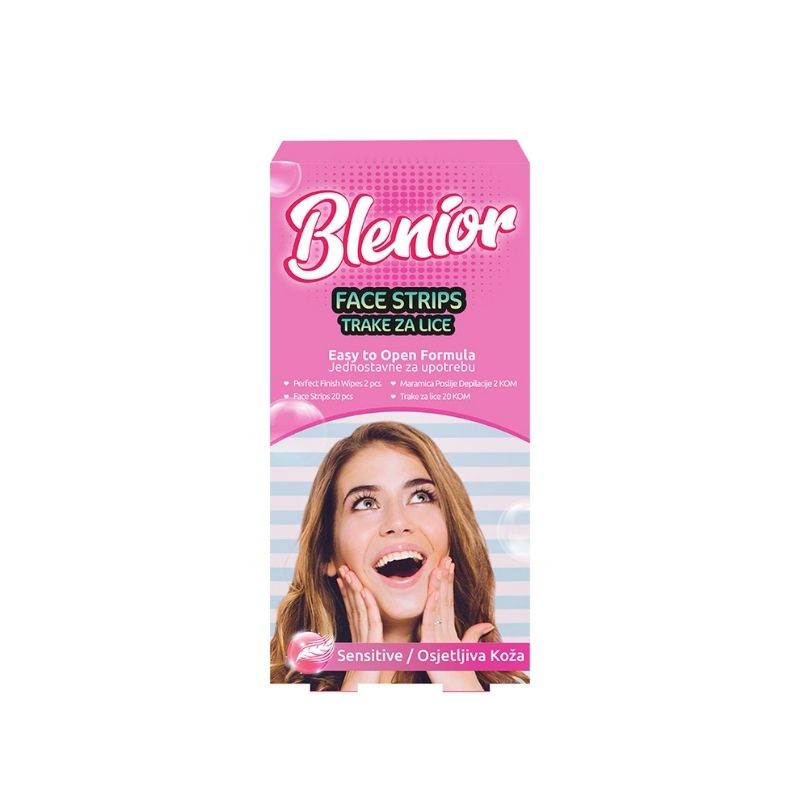 Blenior Benzi depilatoare cu ceara rece pentru fata – piele sensibila, 20 bucati Benzi imagine noua