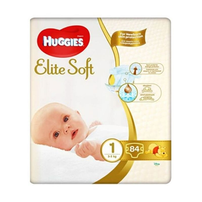 Huggies Scutece Elite Soft Mega Nr.1, 3-5 kg, 84 bucati clasice