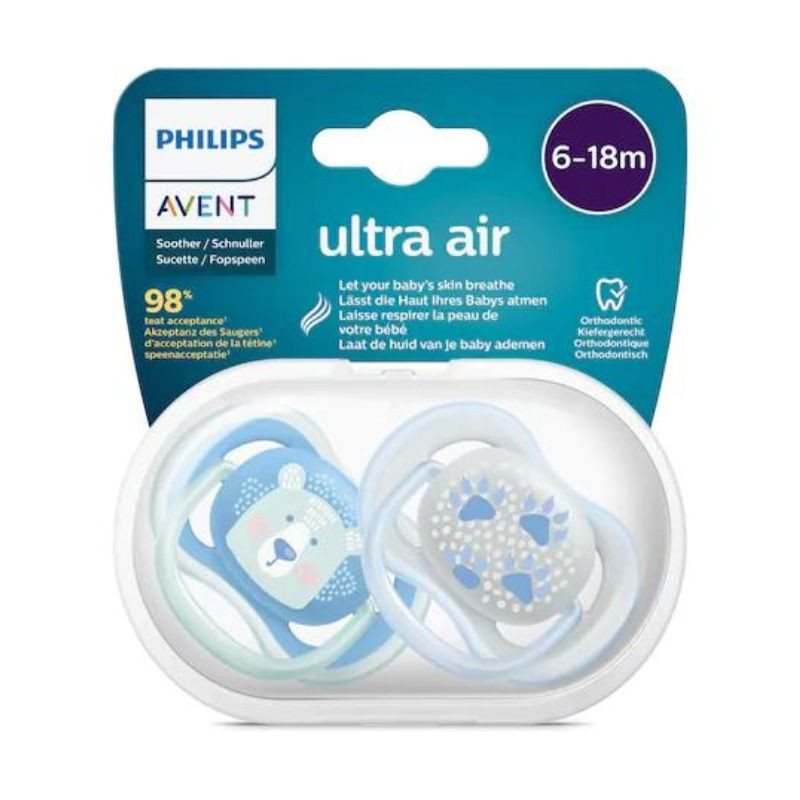 Avent Suzete SCF 085/03 ultra air 6-18 luni, blue/verde, 2 bucati 085/03 imagine teramed.ro