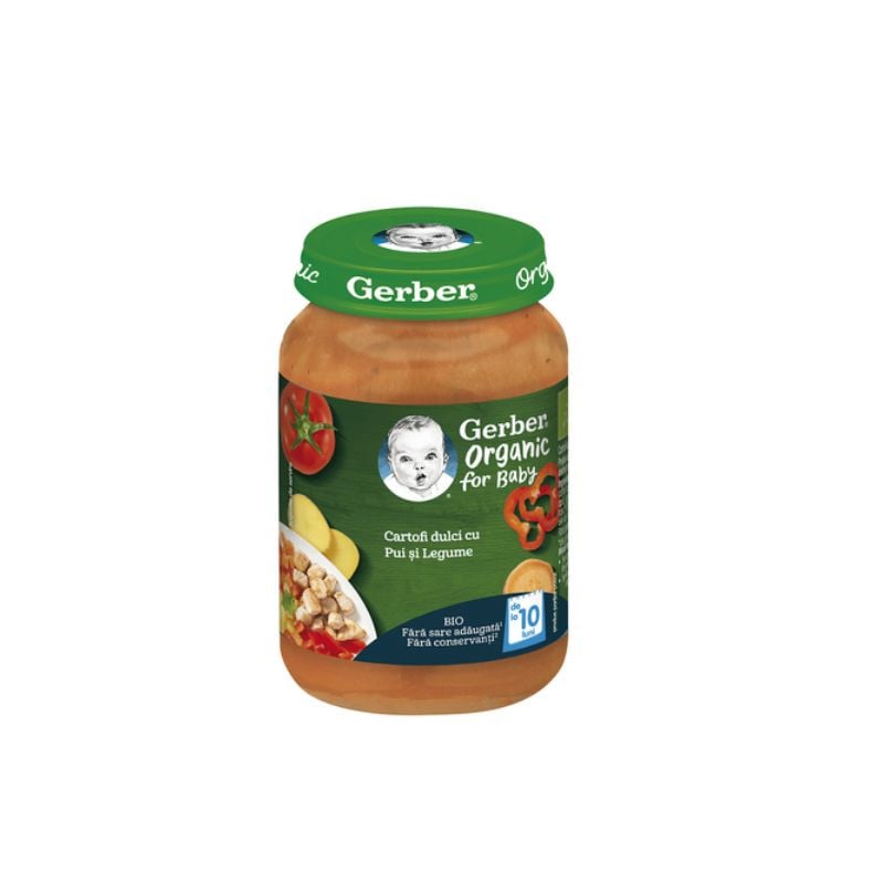 Gerber Bio Piure cartofi dulci, pui, legume, 190g 190g imagine noua