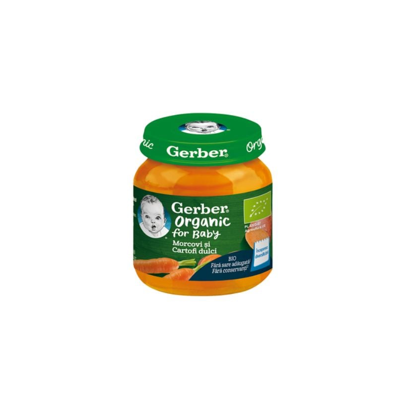 Gerber Bio Piure morcovi si cartofi dulci, 125g