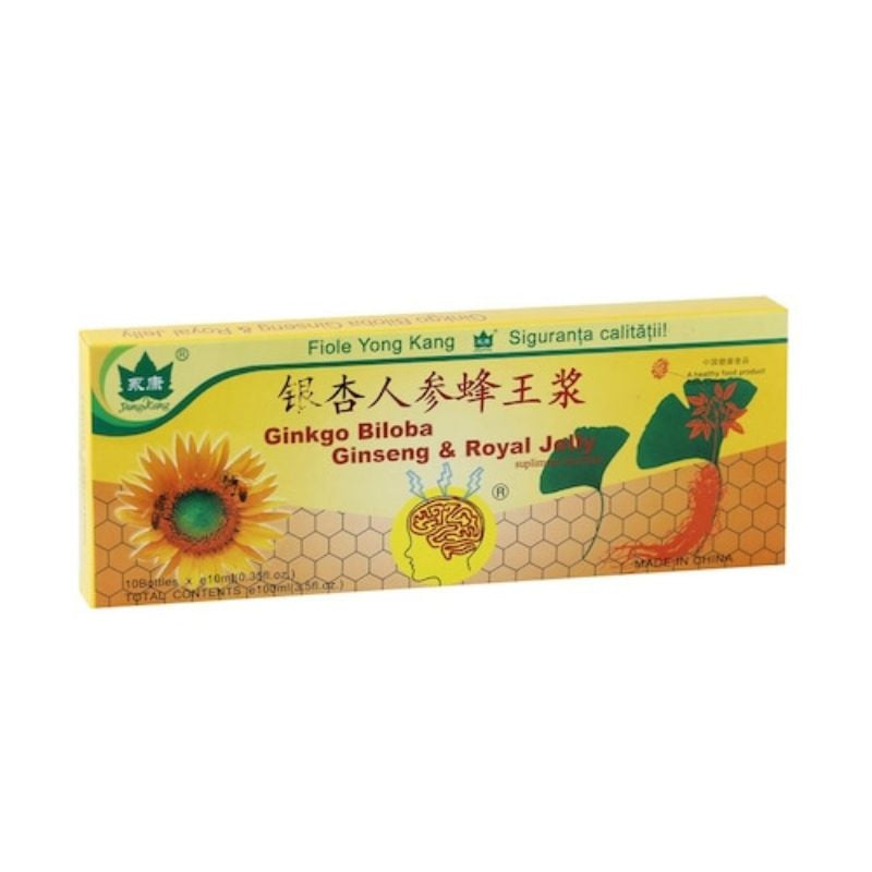 Yong Kang Ginkgo Biloba & Ginseng & Royal Jelly, 10 fiole