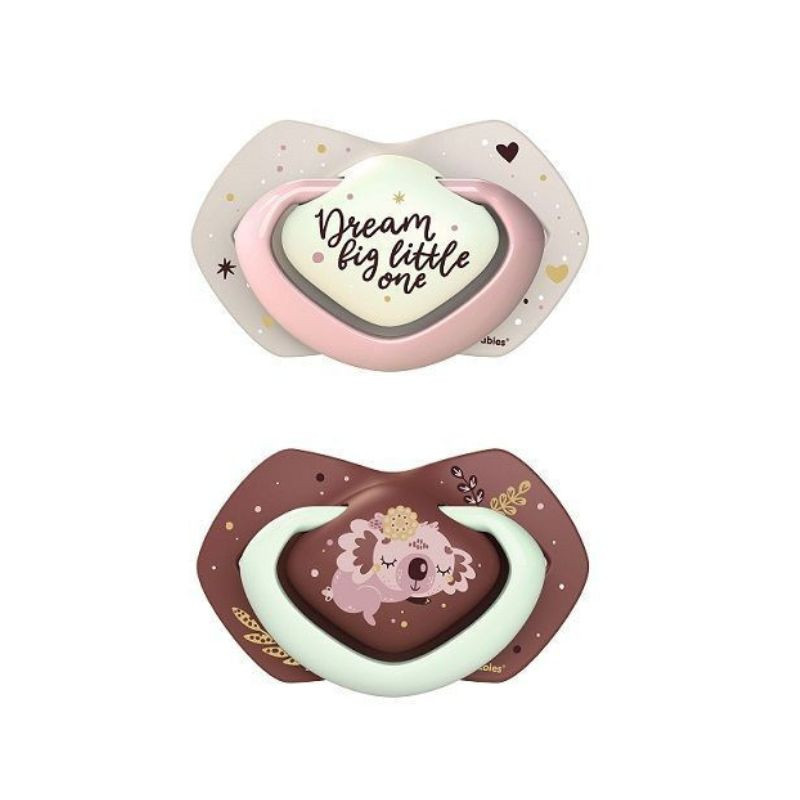 Canpol Babies Suzeta Simetrica de Silicon Sleepy Koala roz fosforescenta 22/659, 6-18 luni, 2 bucati 22/659 imagine noua