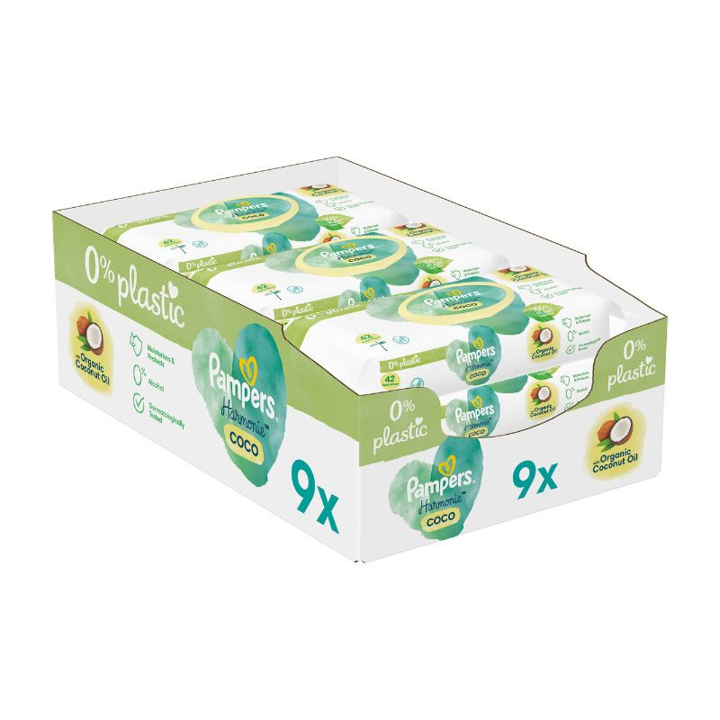 Pampers Servetele umede Coconut, 9 pachete x 42 Coconut imagine noua