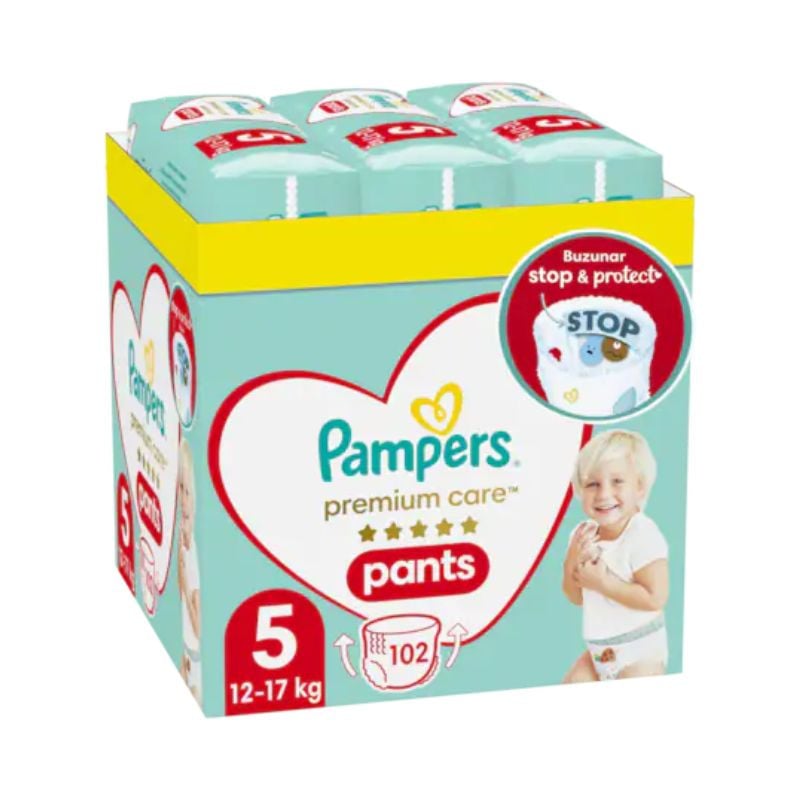 Pampers Premium Care Pants Scutece-chilotel Marimea 5, 12-17 Kg, 102 Bucati