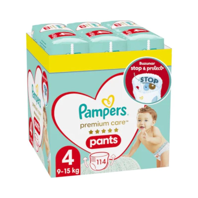 Pampers Premium Care Pants Scutece-chilotel Marimea 4, 9-15 Kg, 114 Bucati