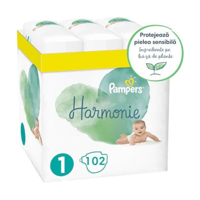 Pampers Scutece Harmonie XXL Box, Marimea 1, 2-5 kg, 102 bucati clasice 2023-09-22