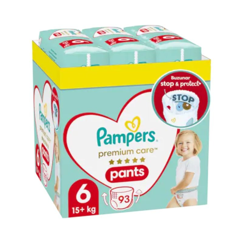 Pampers Premium Care Pants Scutece-chilotel Marimea 6, 15 Kg+, 93 Bucati