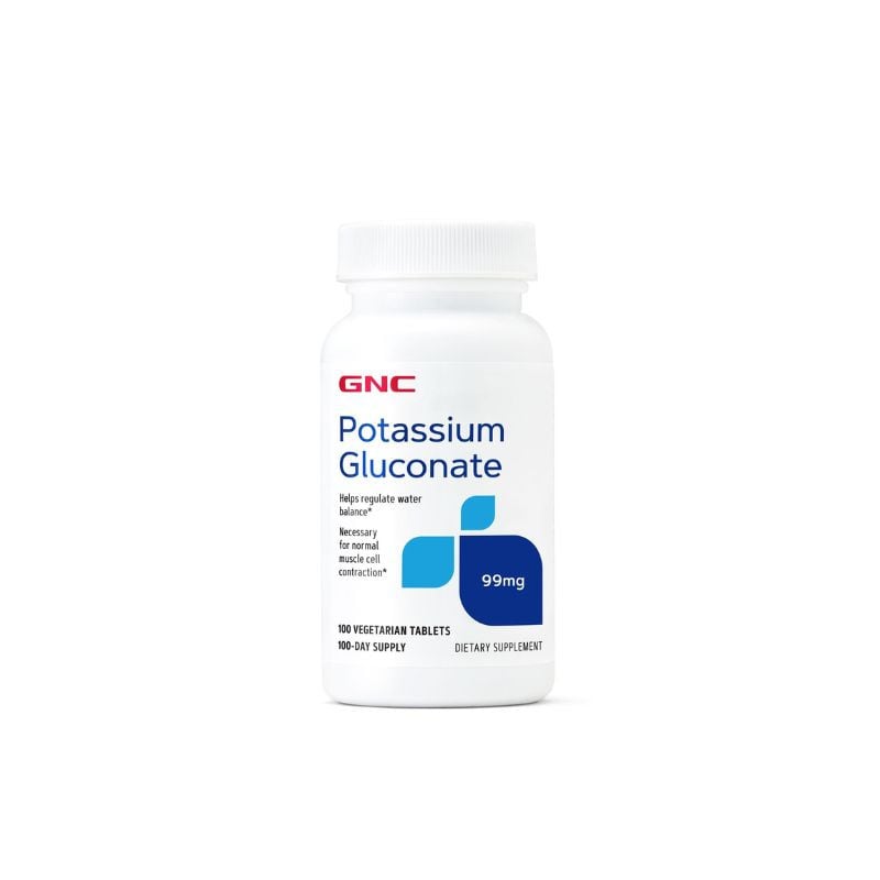 GNC Potassium Gluconate 99 mg, Gluconat de Potasiu, 100 tablete Inima sanatoasa